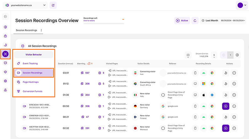 Unveiling User Behavior Through Session Recordings