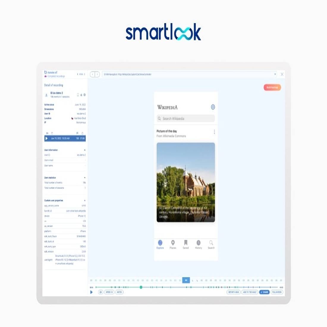 So sieht die Schnittstelle für Sitzungswiederholungen von Smartlook aus