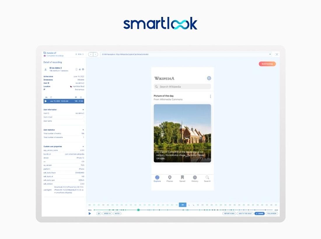 What Smartlook's session replays interface looks like