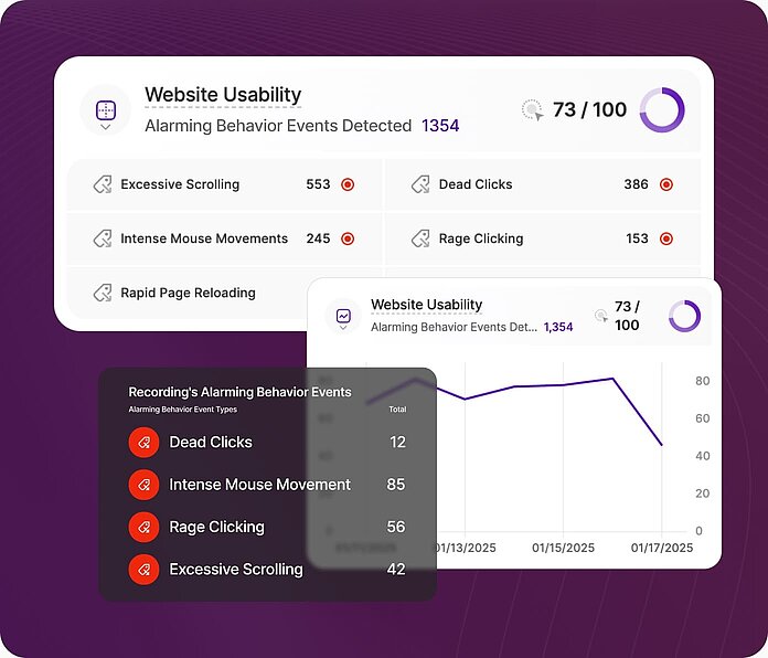 Website usability dashboard insights