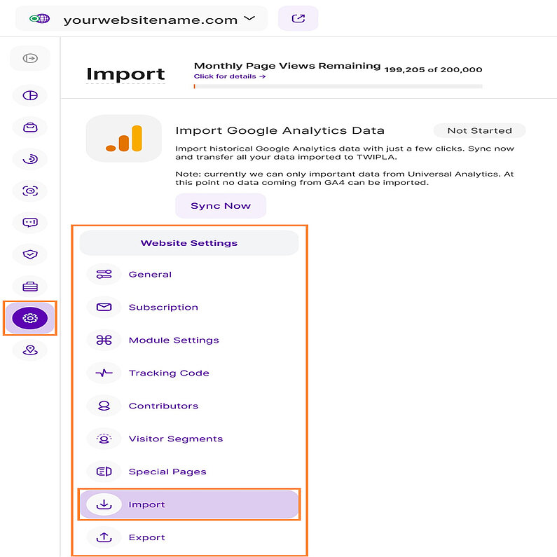 Importați datele Google Analytics