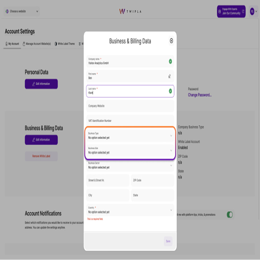 TWIPLAs Schnittstelle für Rechnungsdetails