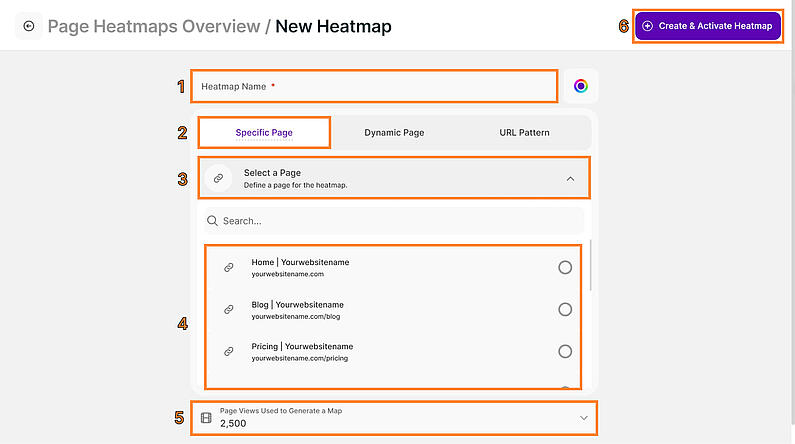 Create Heatmaps Using Specific Pages