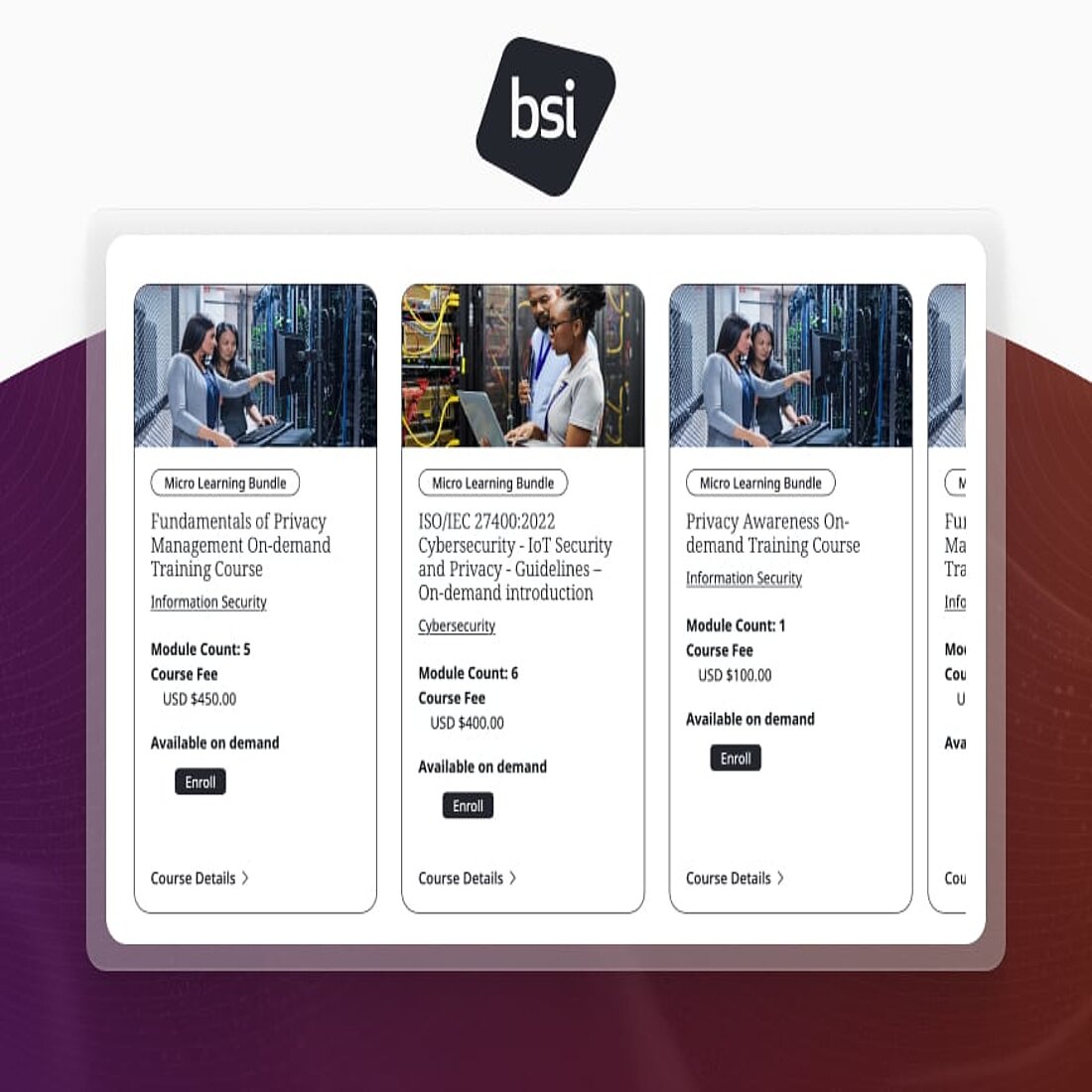 SI is a world leader in ICT standards compliance and offers a range of certification and standards related services BSI data privacy training course