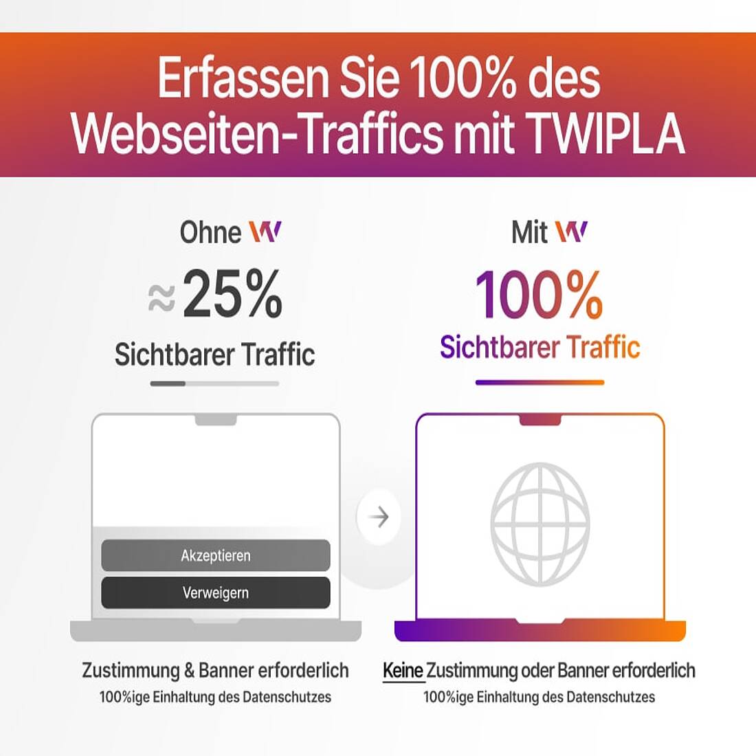 Infografik, die zeigt, wie TWIPLA Daten über jeden Website-Besucher sammelt