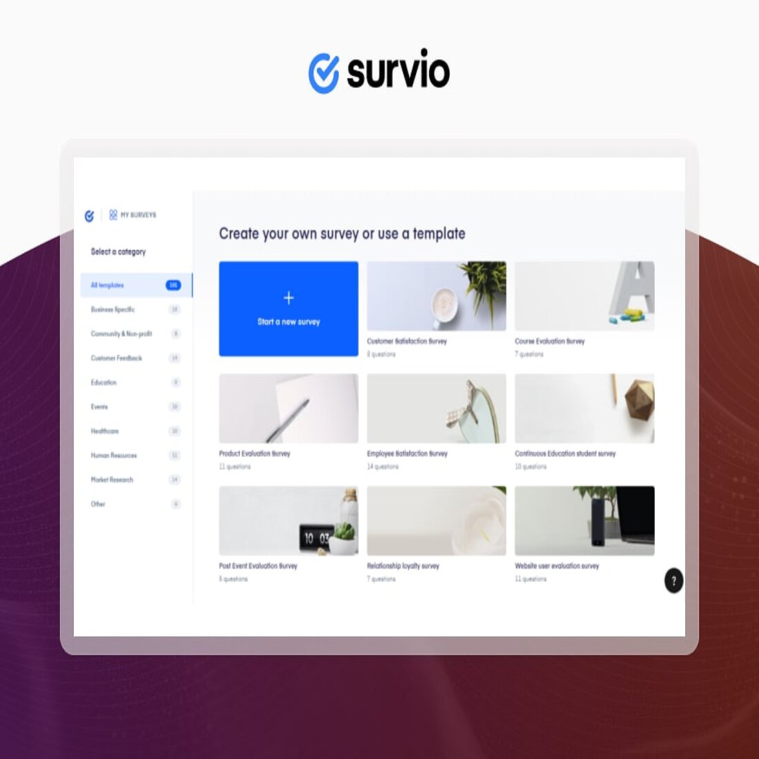 Survio makes feedback collection easy with pre-designed templates, a smooth interface, and robust analytics Survio survey template database interface