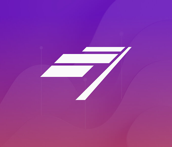 Abstract image representing Chartbeat with a centered logo on a purple background