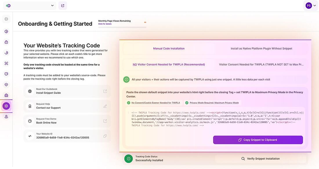 Tracking codes for collecting data on every website visitor