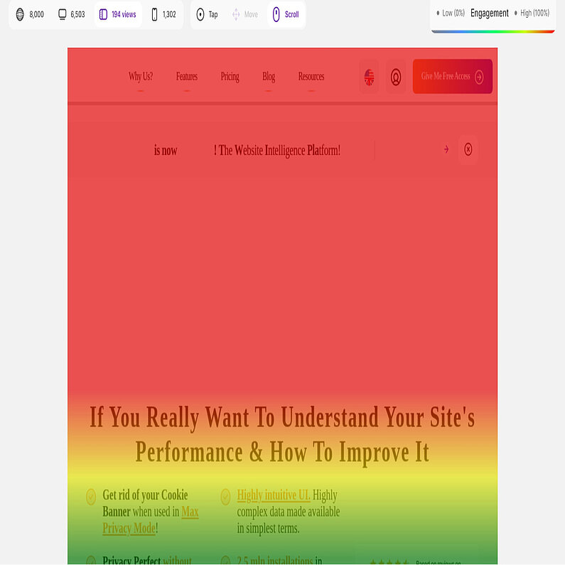 Heatmap-urile paginii „Scala colorată”