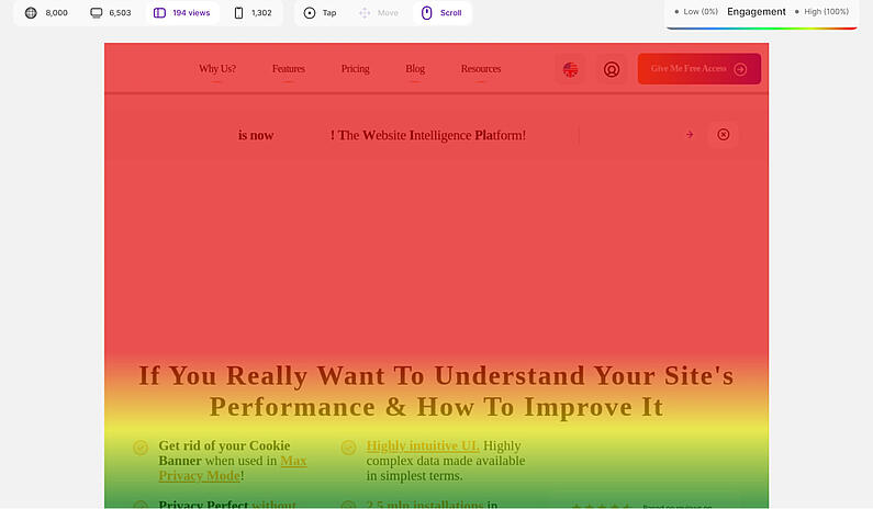 Page Heatmaps Colored Scale