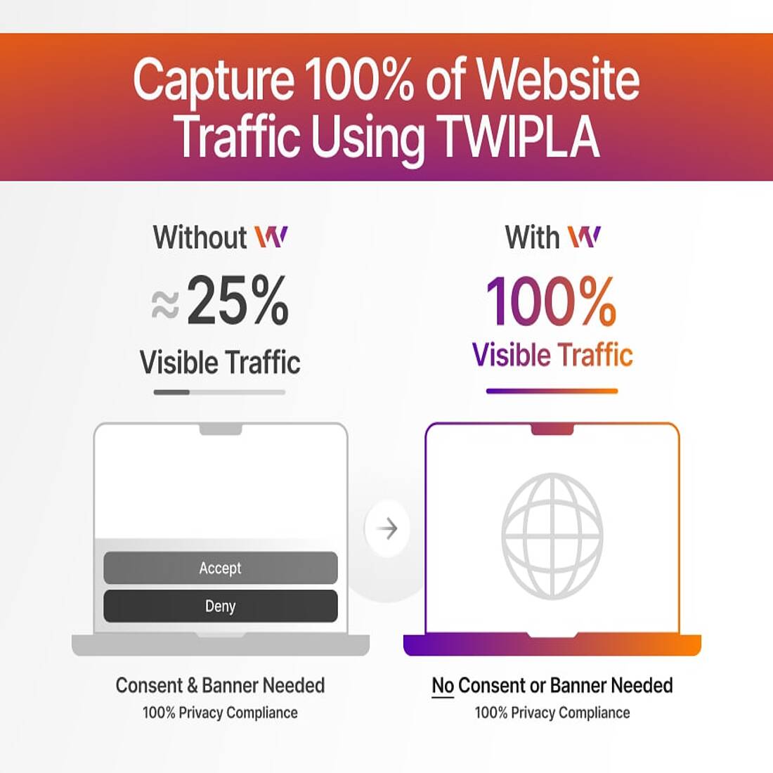 Infographic showing how TWIPLA collects data on every website visitors