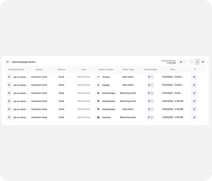 UTM campaigns - analyze campaign visitors - TWIPLA Website Intelligence