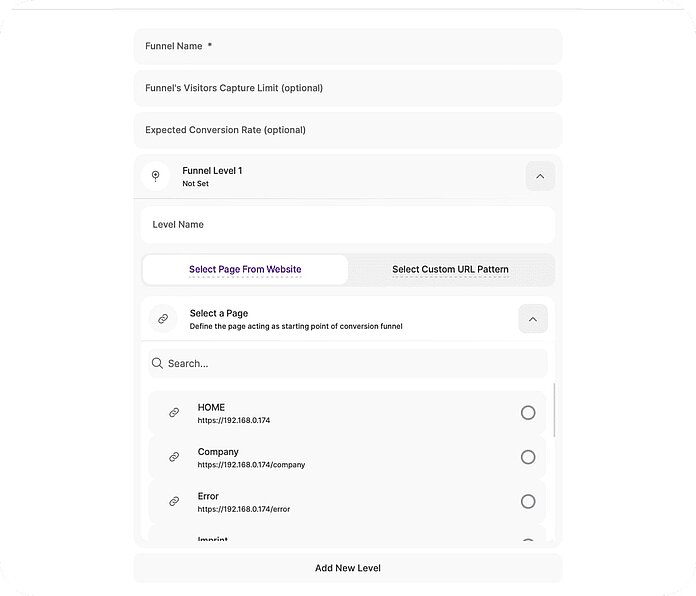 Conversion funnels - create a funnel quickly - TWIPLA Website Intelligence