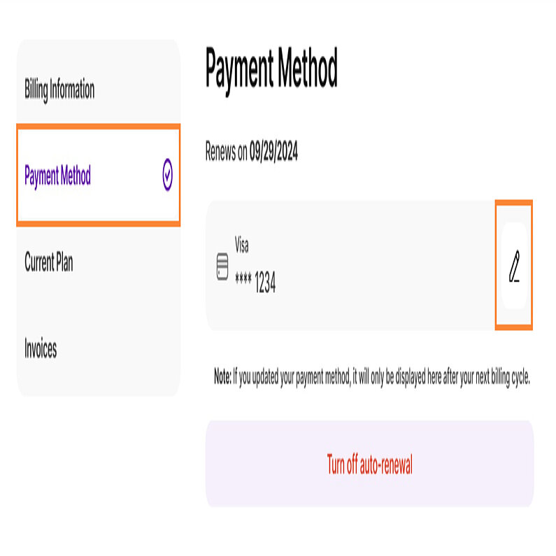 Adding or updating the payment method