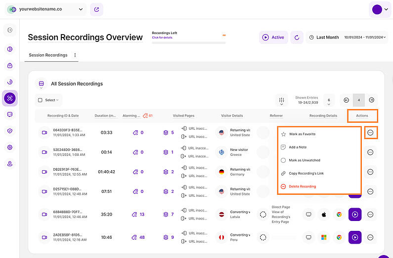 Managing your Session Recordings