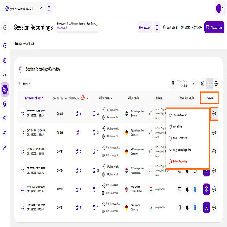 Verwalten Ihrer Sitzungsaufzeichnungen Verwalten Ihrer Sitzungsaufzeichnungen