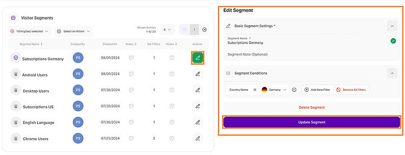 Visitor Segments - How to Edit or Delete