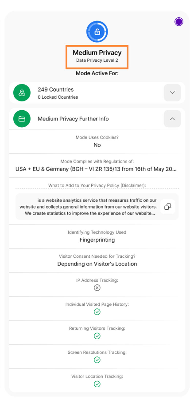 Medium Privacy Mode