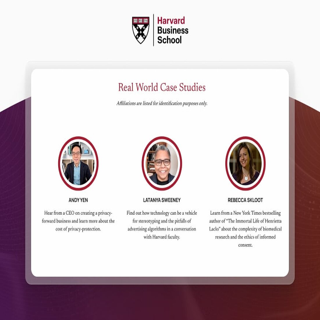Harvard Online offer high-quality training courses developed by the renowned Harvard faculty Harvard Business School data privacy training course