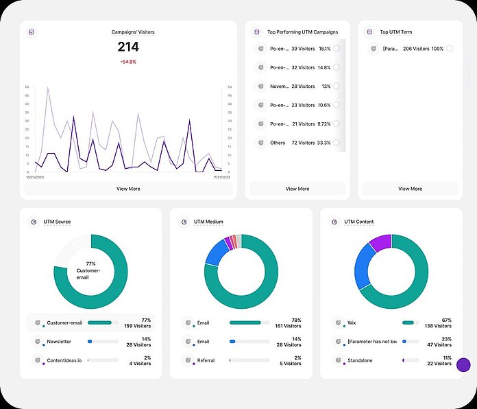 UTM campaigns - campaigns overview - TWIPLA Website Intelligence