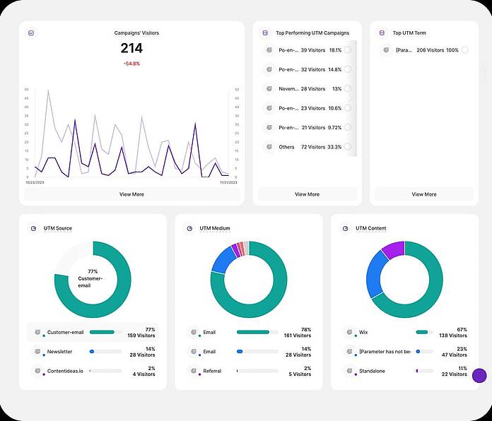 UTM campaigns - campaigns overview - TWIPLA Website Intelligence