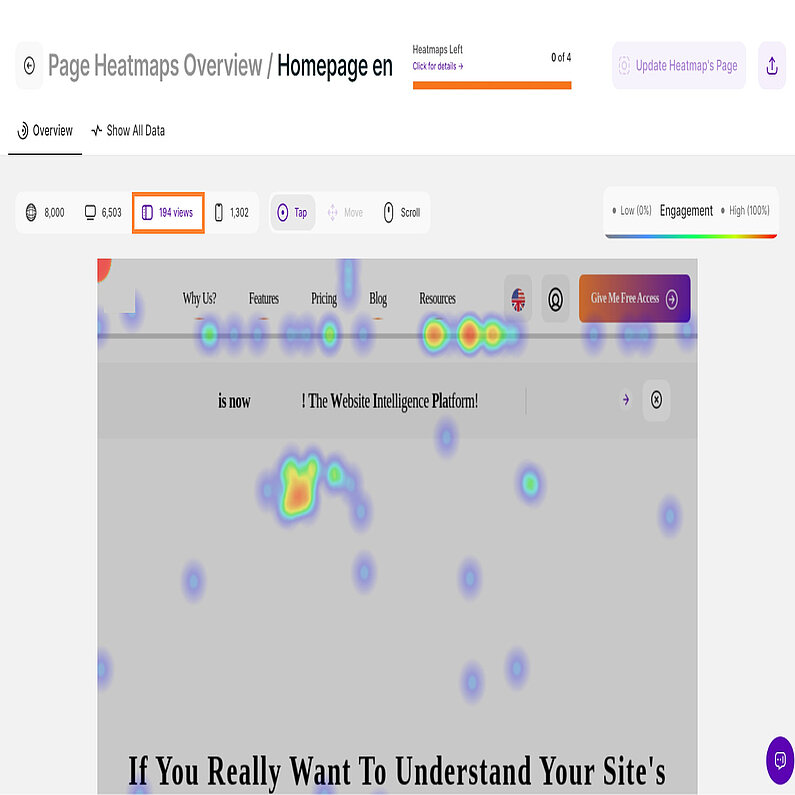 Tap Heatmap on Tablet