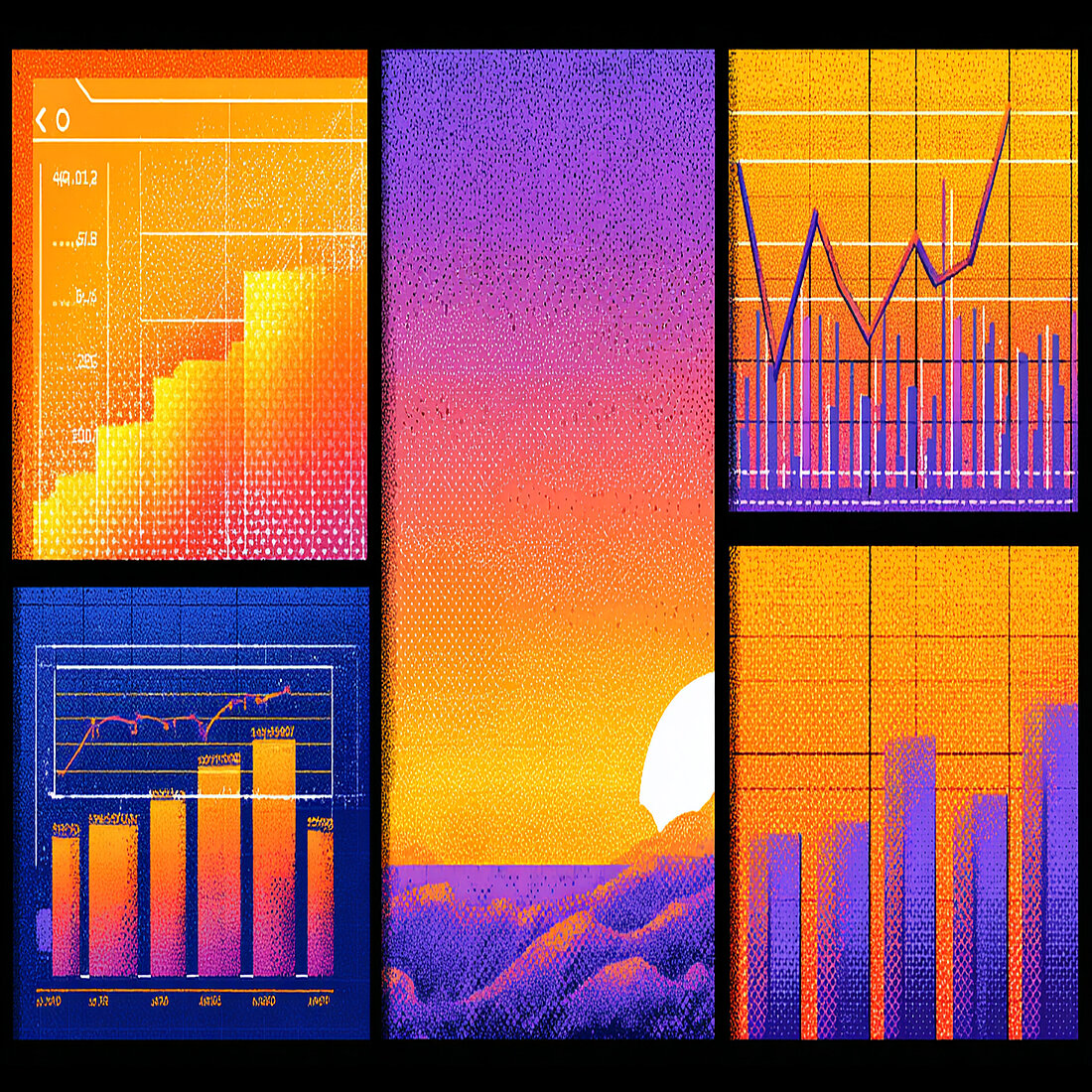TWIPLA Newsletter October 2025 Abstract digital dashboard illustration featuring colorful charts, graphs, and a sunrise, symbolizing growth and data insights