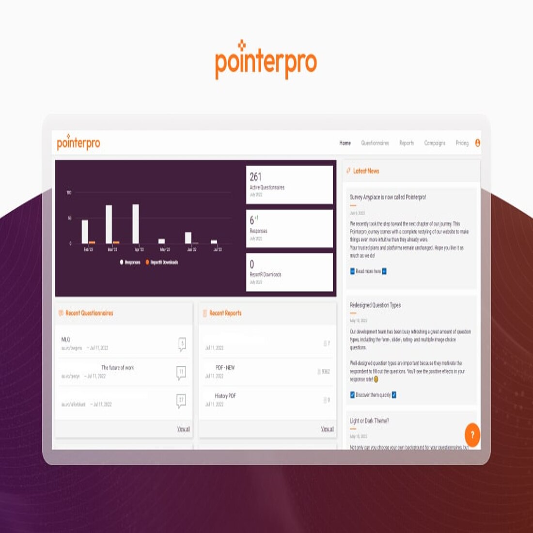 ointerpro specializes in creating personalized, interactive surveys and assessments with advanced reporting Pointerpro survey analytics interface