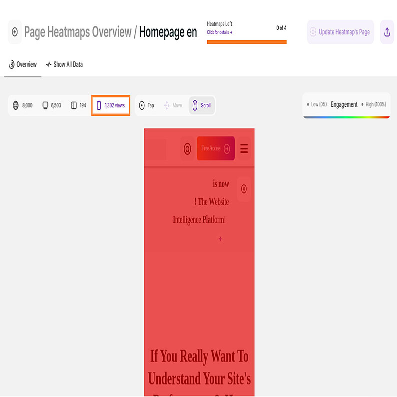 Scroll-Heatmap für mobile Geräte