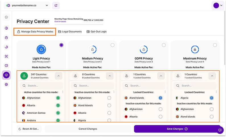 Customize Your Privacy Preferences by Country