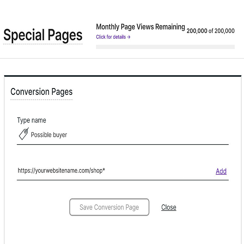 Add a New Conversion Page