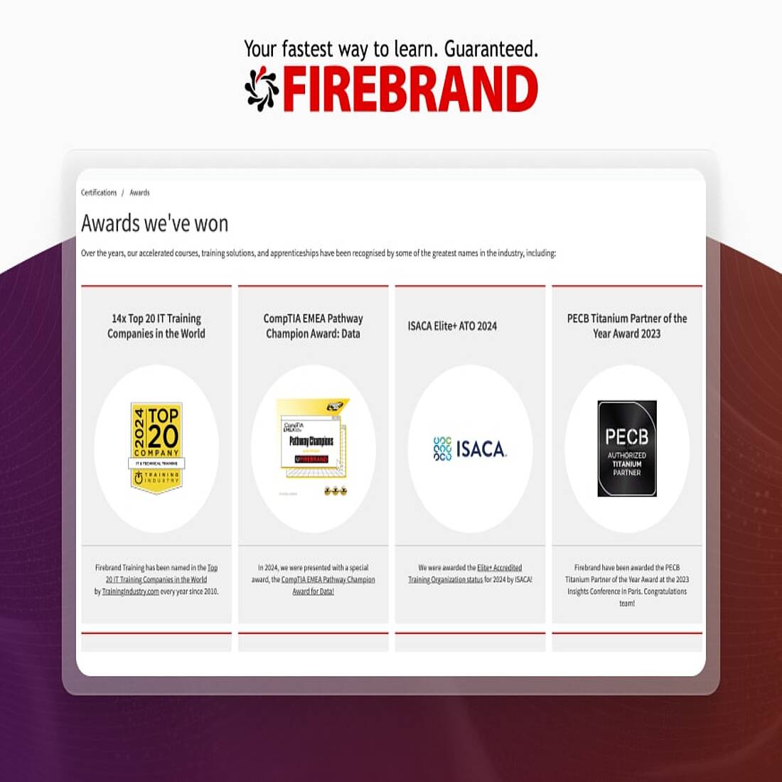 Screenshot Firebrand accreditation