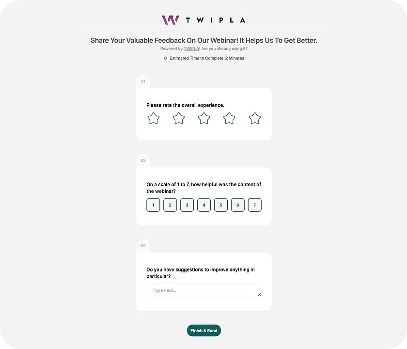 TWIPLA tools - visitor communication features - website surveys TWIPLA features - visitor communication tools - website surveys