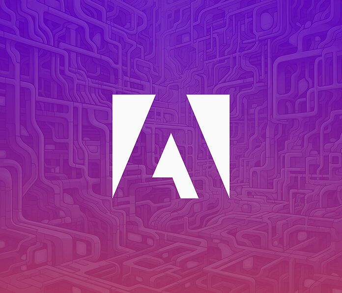 An abstract image representing Adobe Analytics with a centered logo