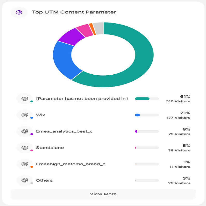 Vizualizați topul parametrilor conținuturilor UTM