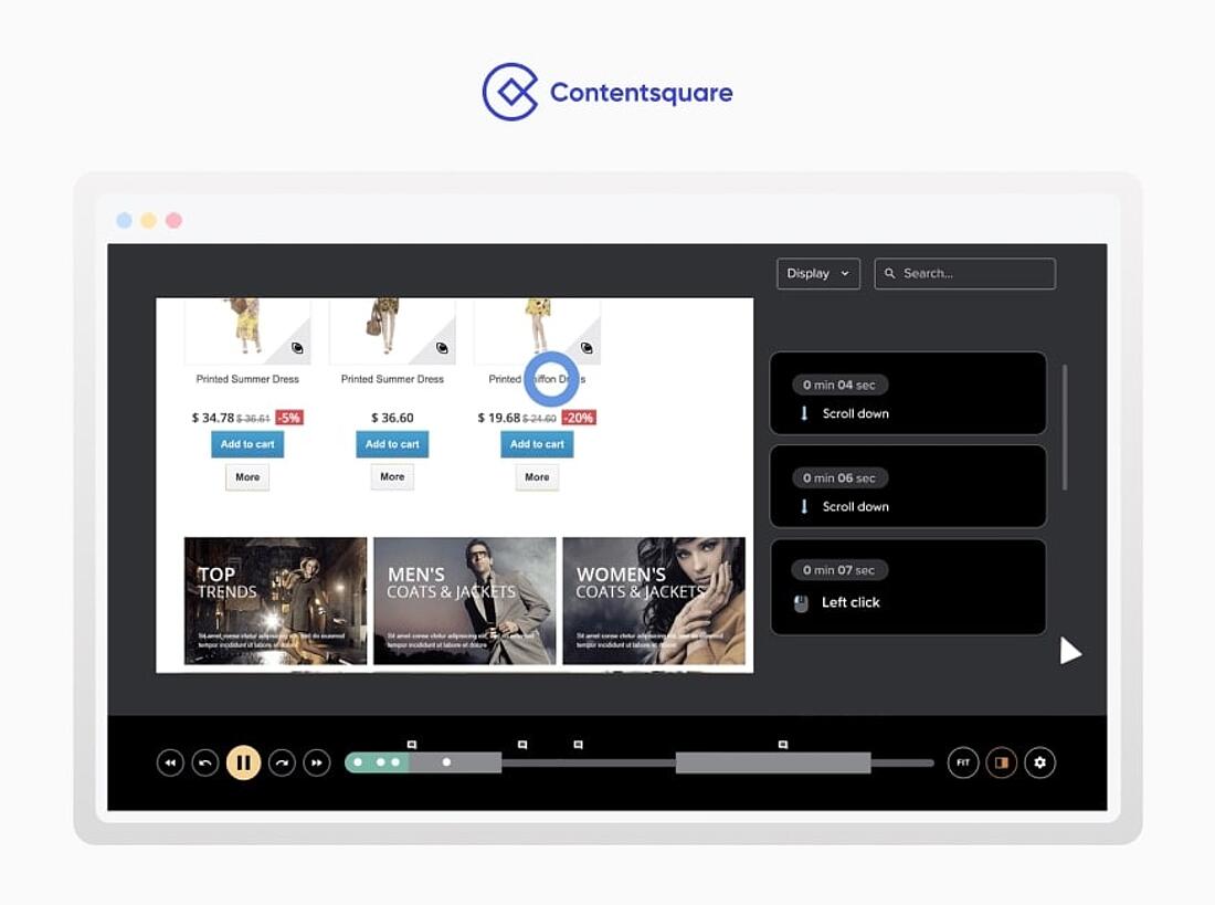 What Contentsquare's session replays interface looks like