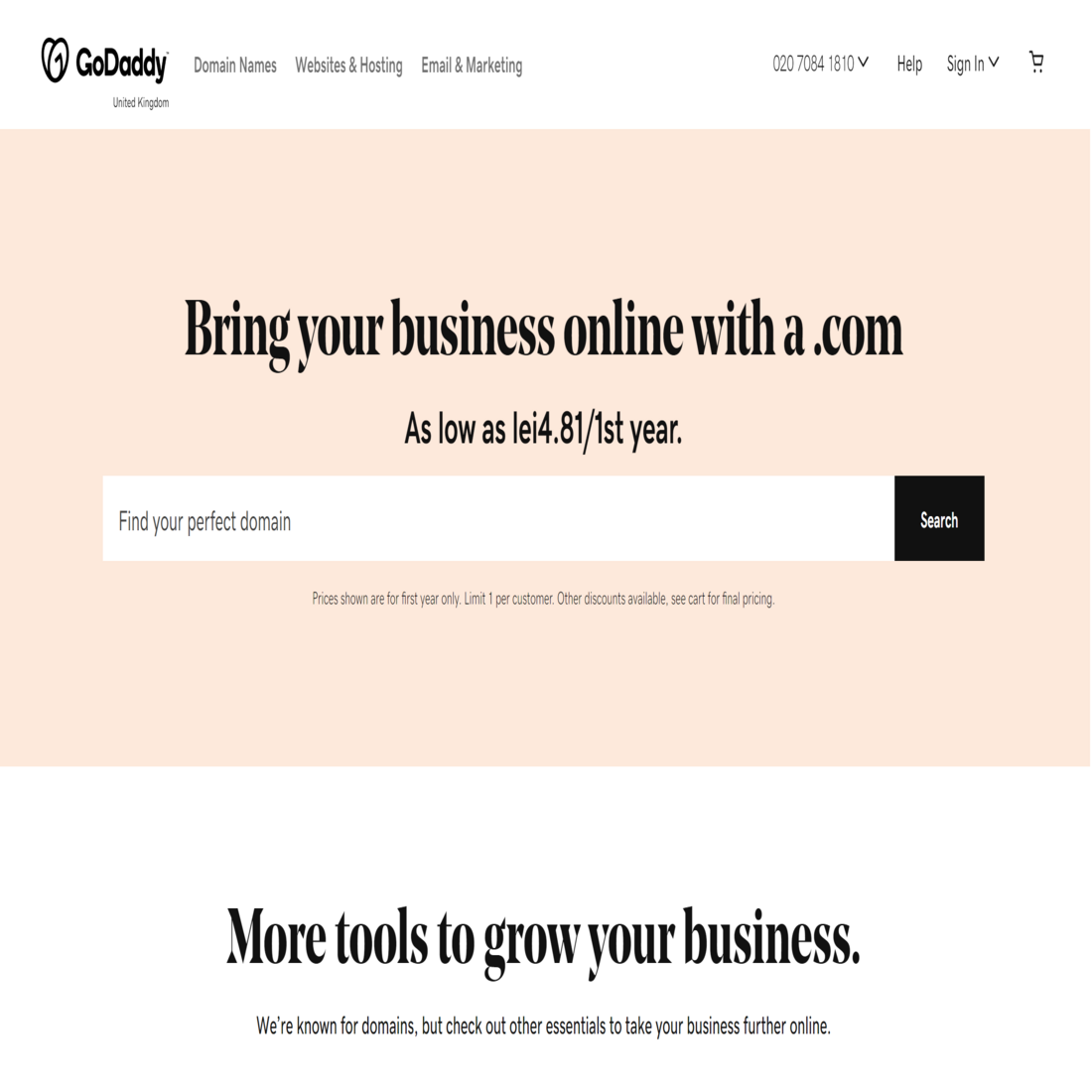 GoDaddy website builder