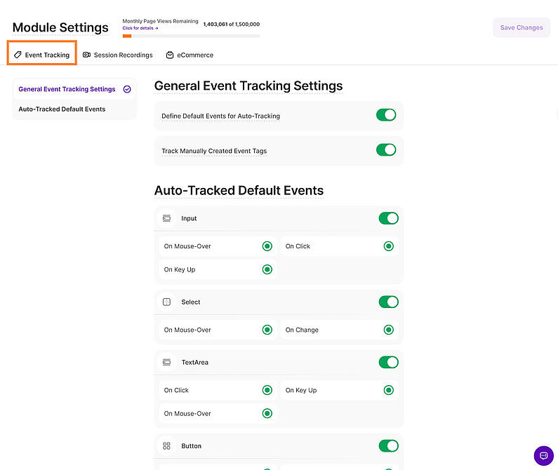 Manage Your Event Tracking Settings