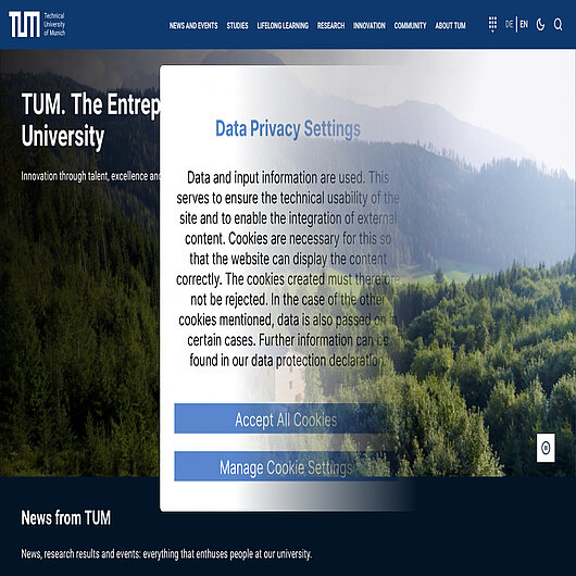 TUM Removes Cookie Banner After Switching to TWIPLA Fading cookie banner on the Technical University of Munich website, representing its removal after switching to TWIPLA