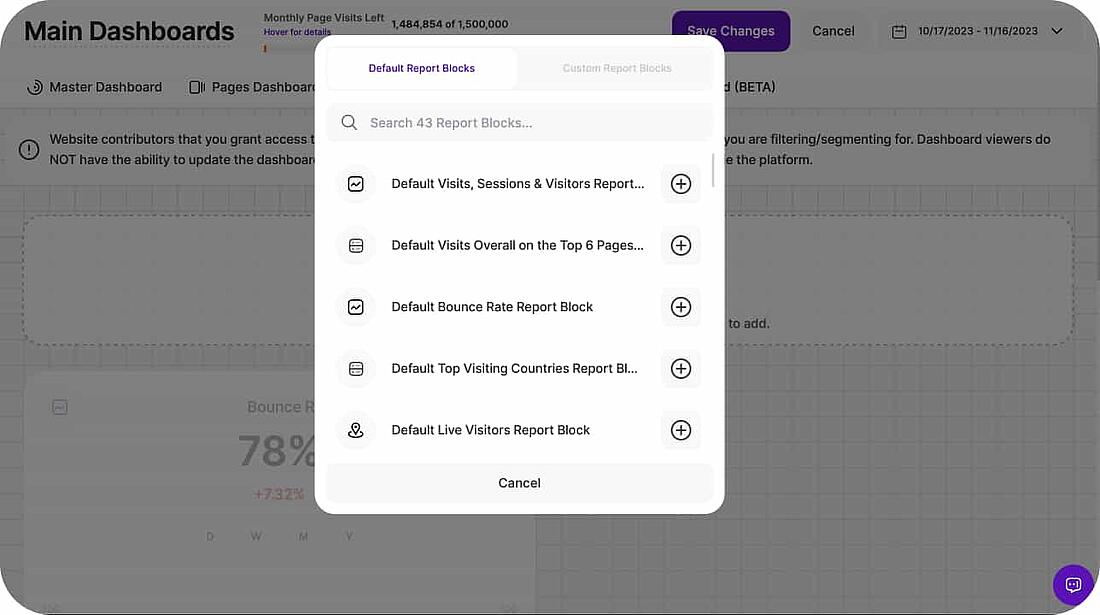 Website Intelligence News November 2023 - new Custom Dashboard - TWIPLA Website Analytics