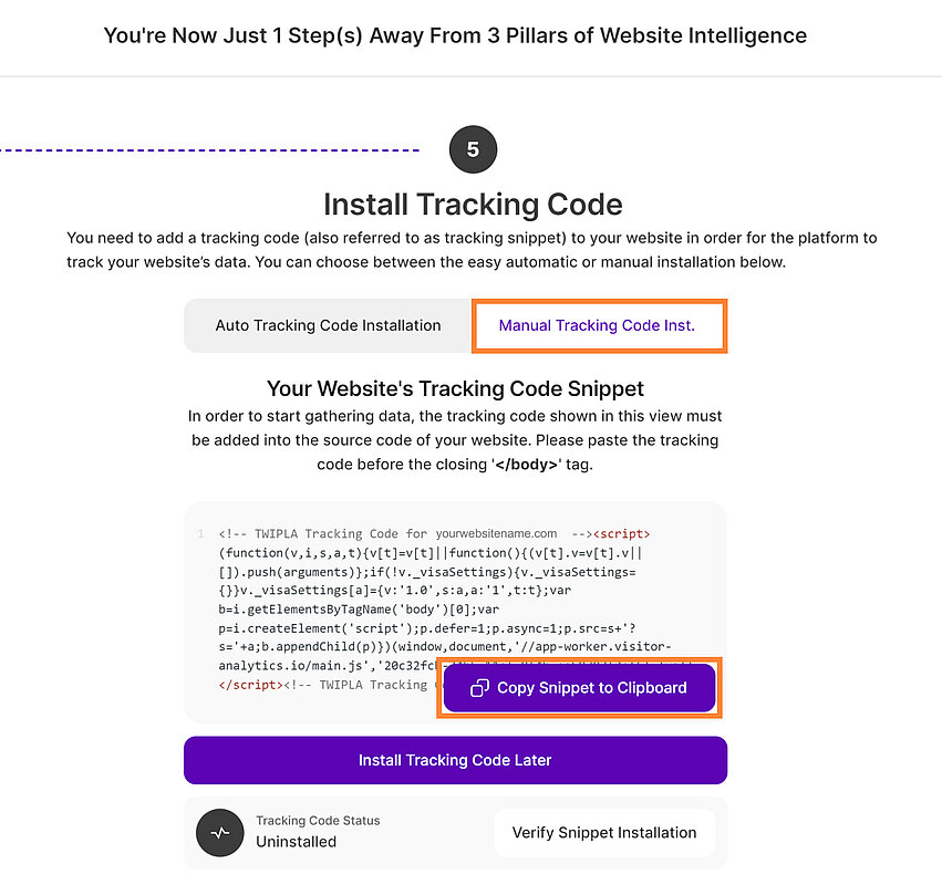 Standalone - Install Tracking Code