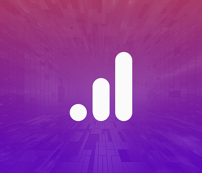 An abstract image representing Google Analytics with a centered logo