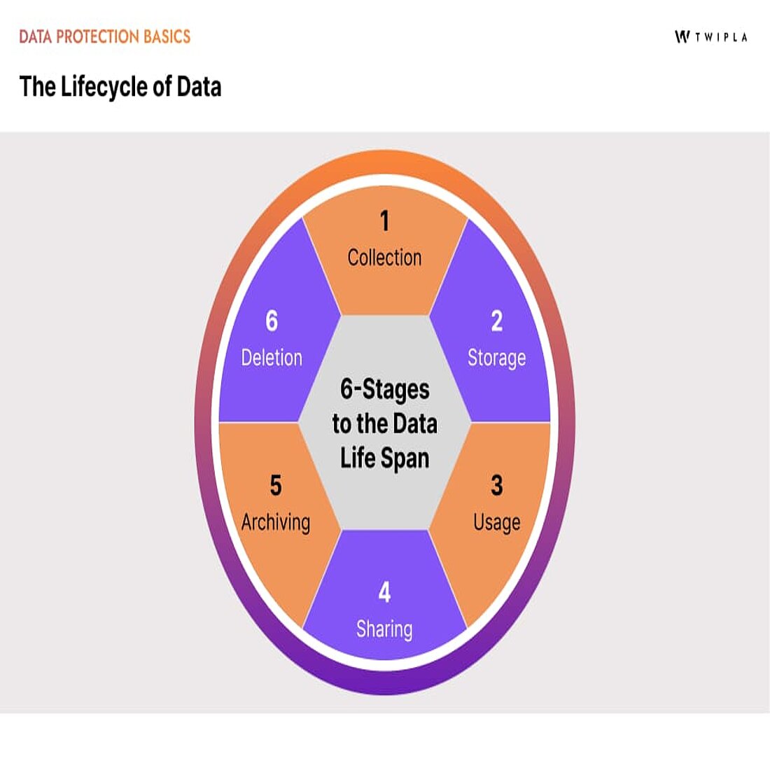 An infographic showing the six stages of the data lifecycle