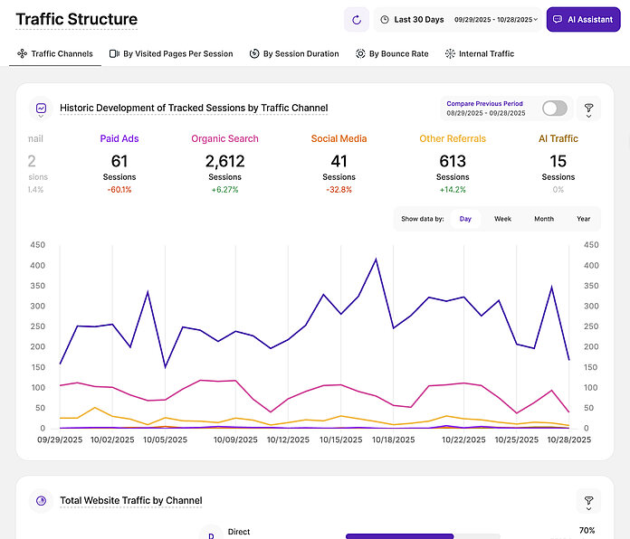 Traffic structure - TWIPLA website intelligence