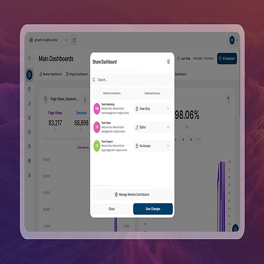 Enforcing Controller and Processor Roles Through Access Controls Dashboard sharing and access management interface showing role-based permissions such as view-only, editor, and no access, illustrating how documented controller–processor roles are enforced through technical access controls in practice