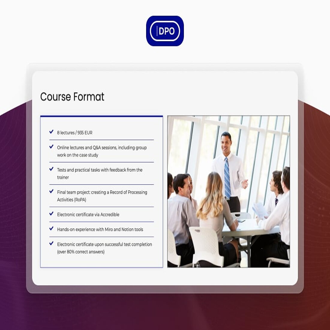 DPO Europe is a team of certified data privacy experts DP Group data privacy training course