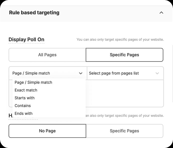 Polls - targeting options - TWIPLA Website Intelligence