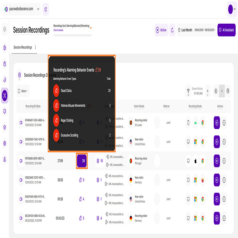 Tooltip showing ABEs on Session Recordings Overview Tooltip showing ABEs on Session Recordings Overview