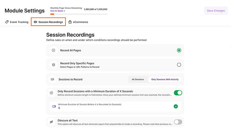 Manage Your Session Recordings Settings