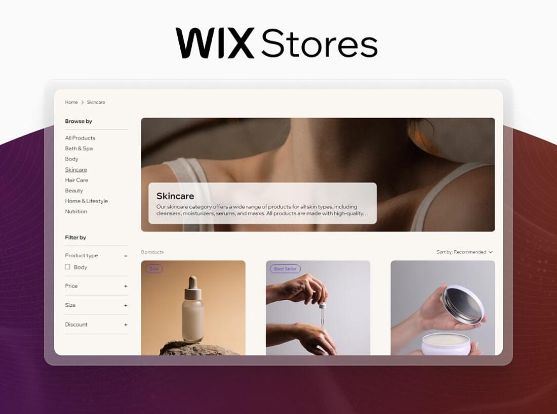 Screenshot Wix plugins Wix Stores interface